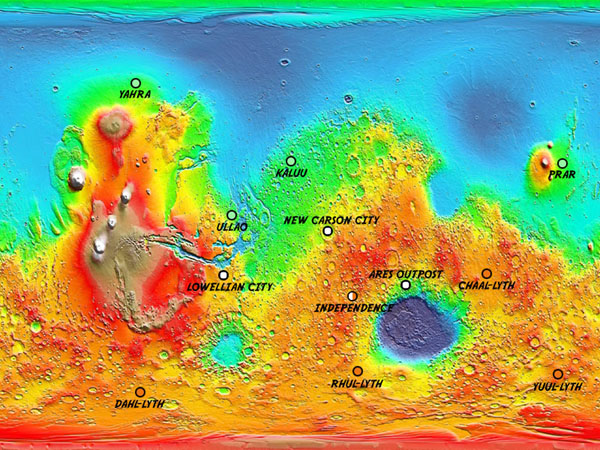 Martian Six-Gun Justice - Map of Mars