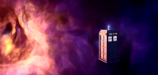 The TARDIS hovering in space